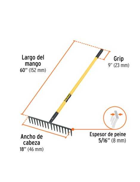 Ancinho reto com punho de fibra de vidro Ancinho reto com punho de fibra de vidro
