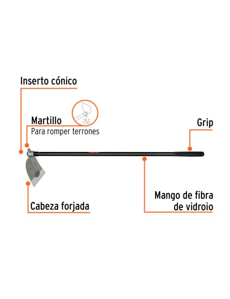 Azada martillo nº3 con mango de fibra de vidrio Azada martillo nº3 con mango de fibra de vidrio